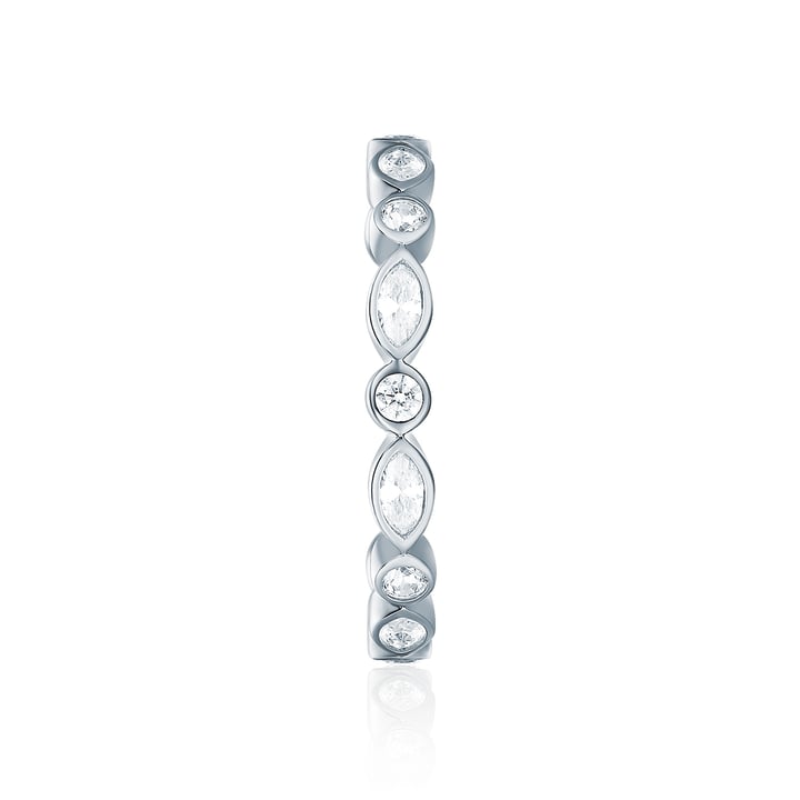 Alluring Brilliant Marquise Cut Stackable Ring Sterling Silver White Gold Plated Stack