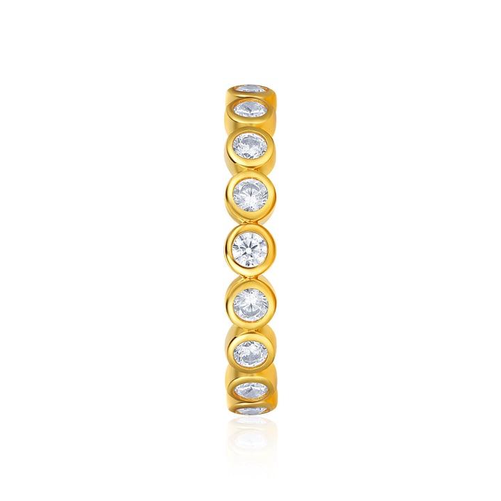 Alluring Large Brilliant Cut Stackable Ring Sterling Silver Gold Plated