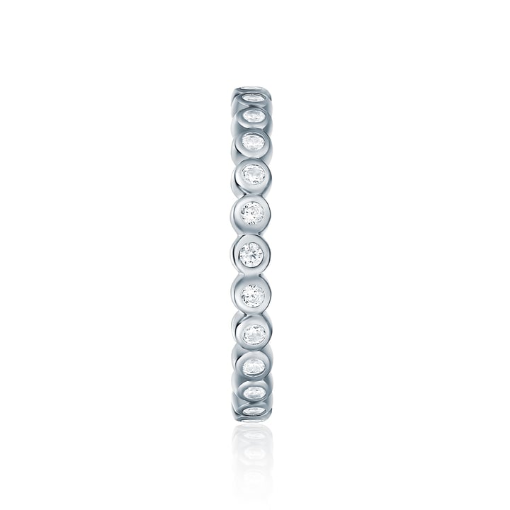 Alluring Small Brilliant Cut Stackable Ring Sterling Silver White Gold Plated Stacking