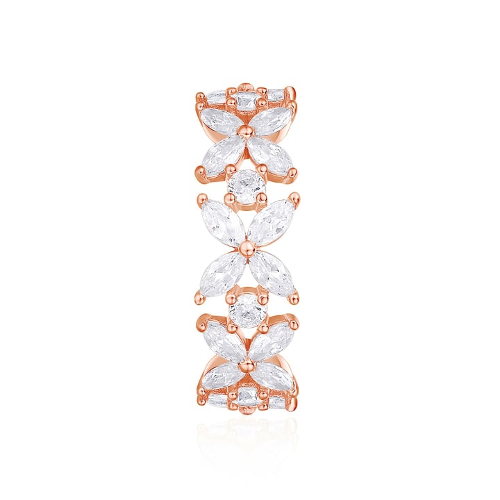 Victoria Alternating Statement Ring Sterling Silver Rose Gold Plated Bridal