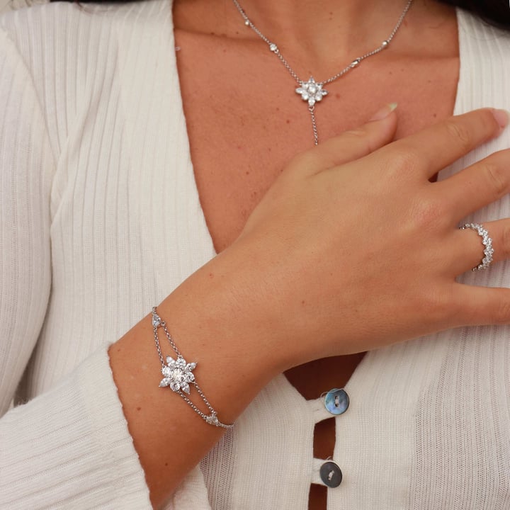 Victoria Cluster Statement Ring Sterling Silver White Gold Plated Bridal Cocktail