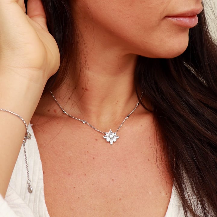 Camelia Stella Star Necklace with Clear CZ