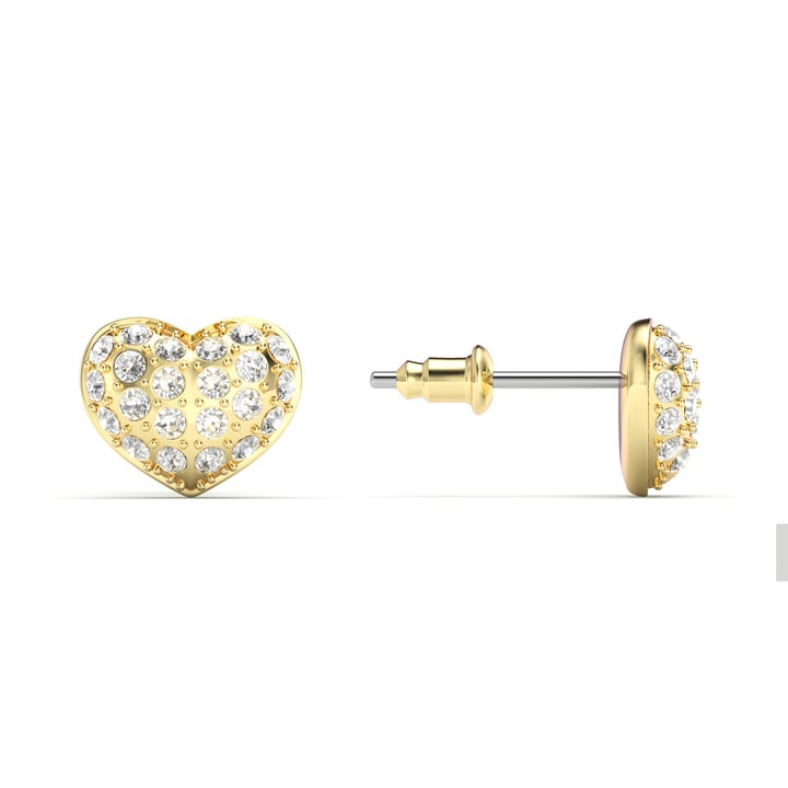 Alana Heart Stud Earrings Clear Crystals Gold Plated