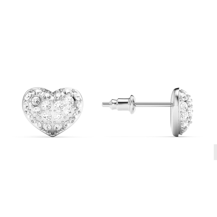 Alana Heart Stud Earrings Clear Crystals Rhodium Plated