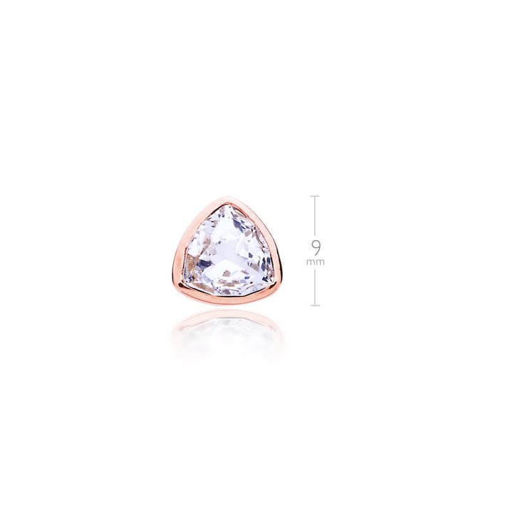 Brief Triangle Stud Earrings with Clear Swarovski Crystals Rose Gold Plated