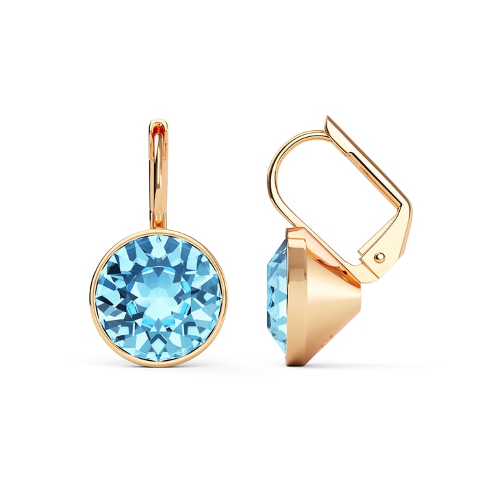 Bella Earrings with 4 Carat Aquamarine Crystals Rose Gold Plated