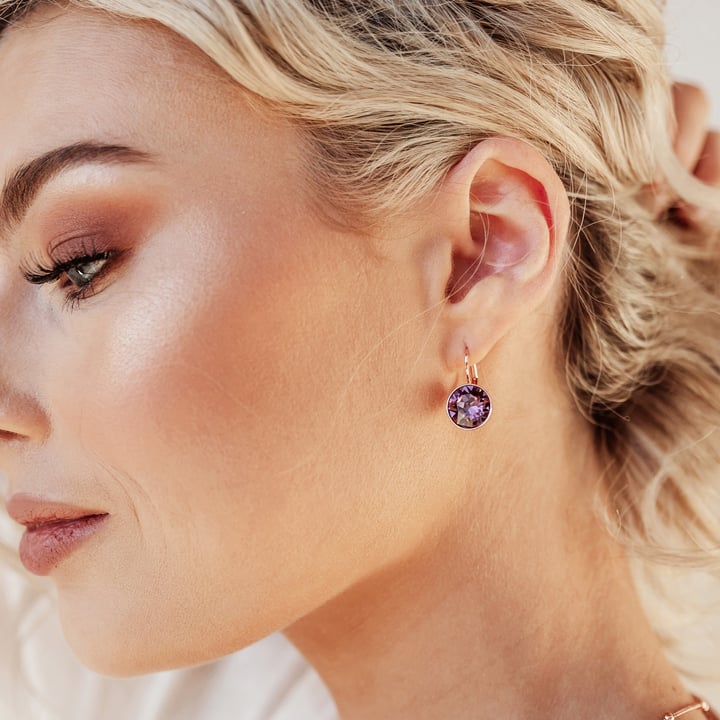 Bella Earrings with 4 Carat Iris Crystals Rose Gold Plated
