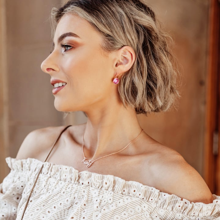Bella Earrings with 4 Carat Rose Crystals Rose Gold Plated