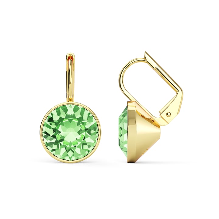 Bella Earrings with 4 Carat Peridot Crystals Gold Plated