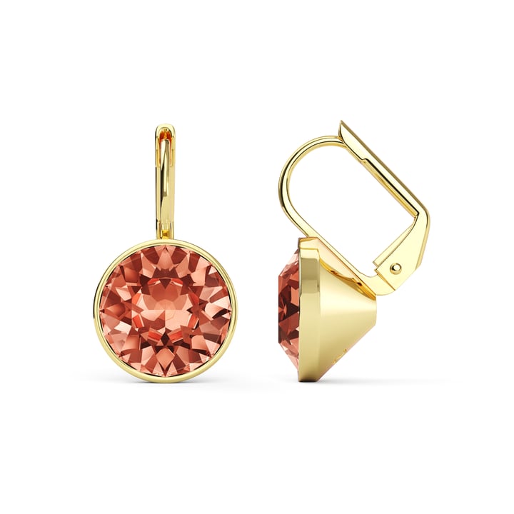 Bella Earrings with 4 Carat Rose Peach Crystals Gold Plated