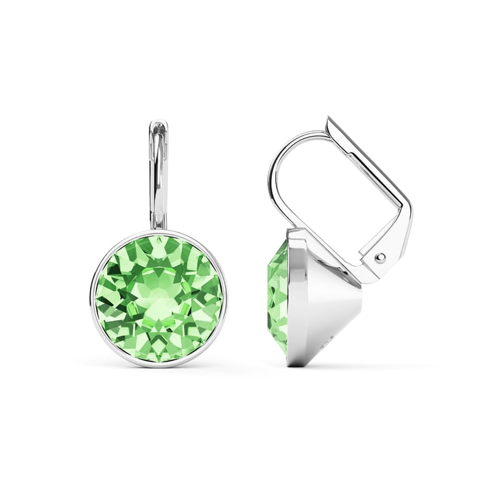 Bella Earrings with 4 Carat Peridot Crystals Rhodium Plated
