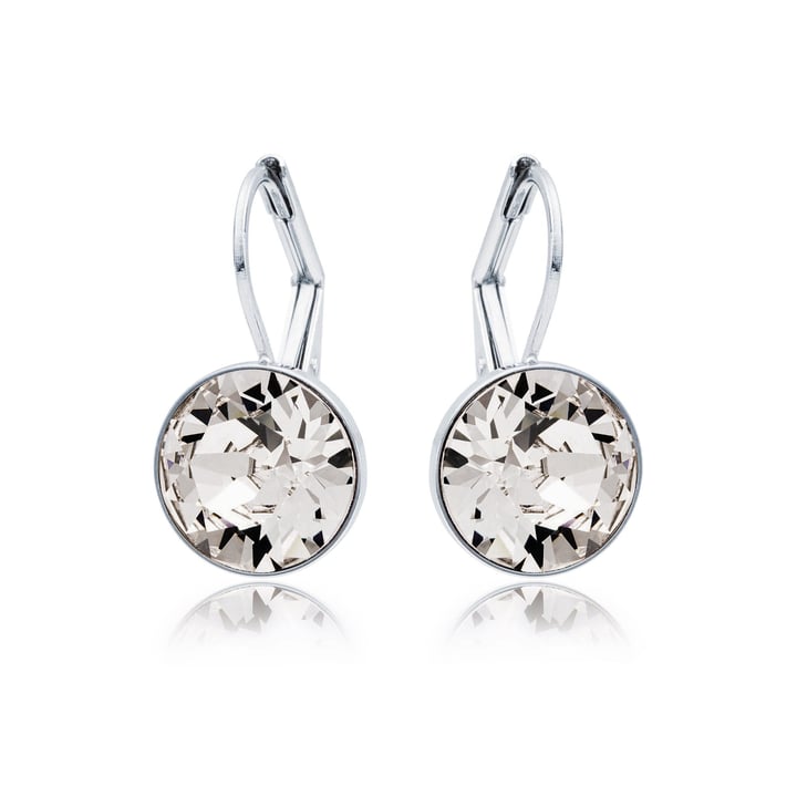 Bella Earrings with 4 Carat Crystal Silver Shade Crystals Rhodium Plated