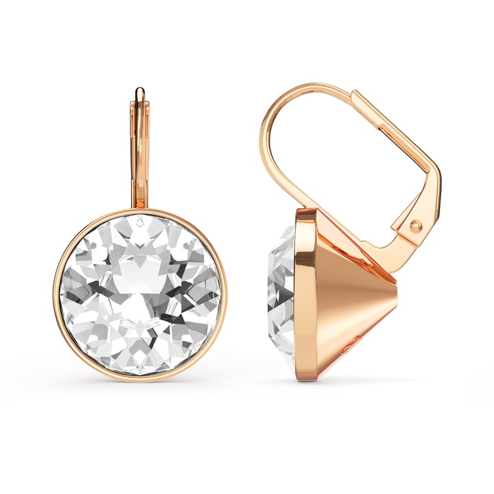 Bella Earrings with 13mm Clear Crystals Rose Gold Plated
