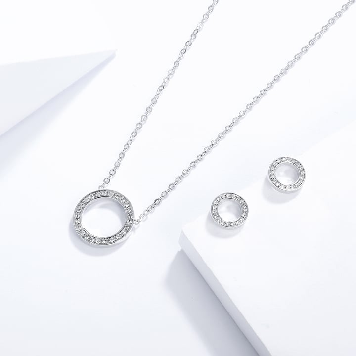 Open Circle Pave Earrings with Austrian Crystals MYJS WGP Bridal