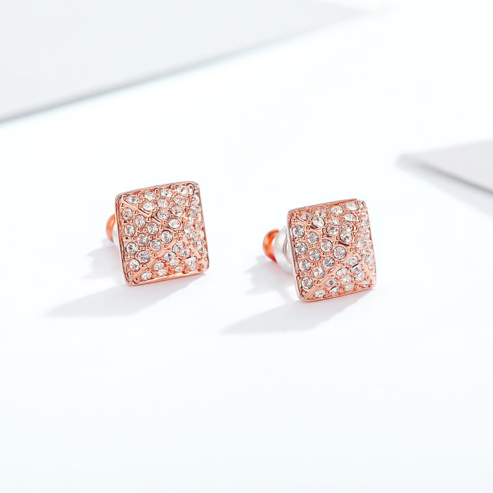 Glance Earrings with Swarovski Crystals Rose Gold Plated Bridal