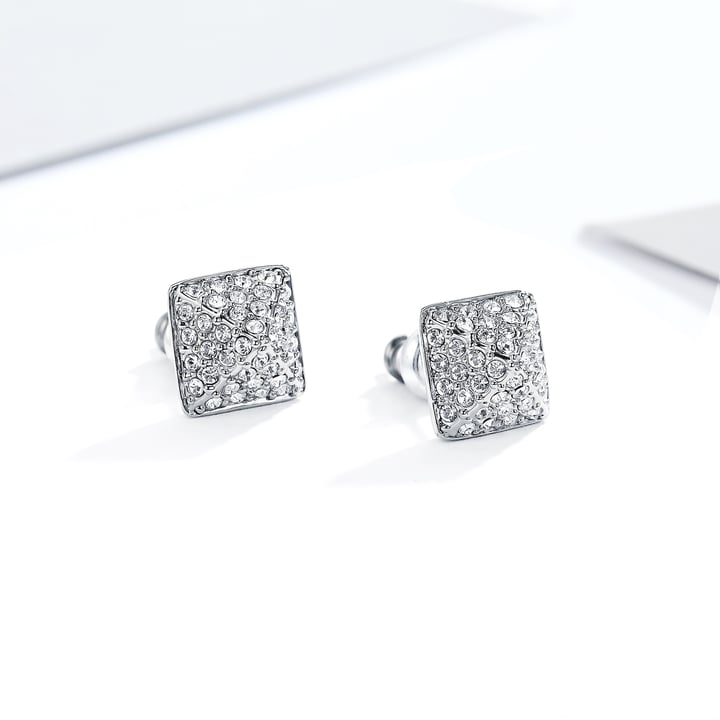 Glance Earrings with Swarovski Crystals Rhodium Plated Bridal