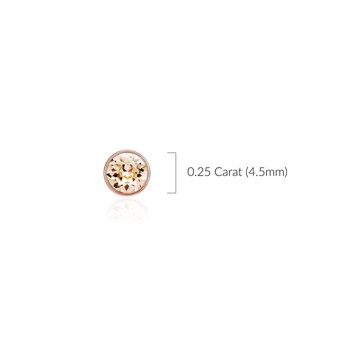 Signature Stud Earrings with 3 Sizes Carat Silk Swarovski Crystals Rose Gold Plated
