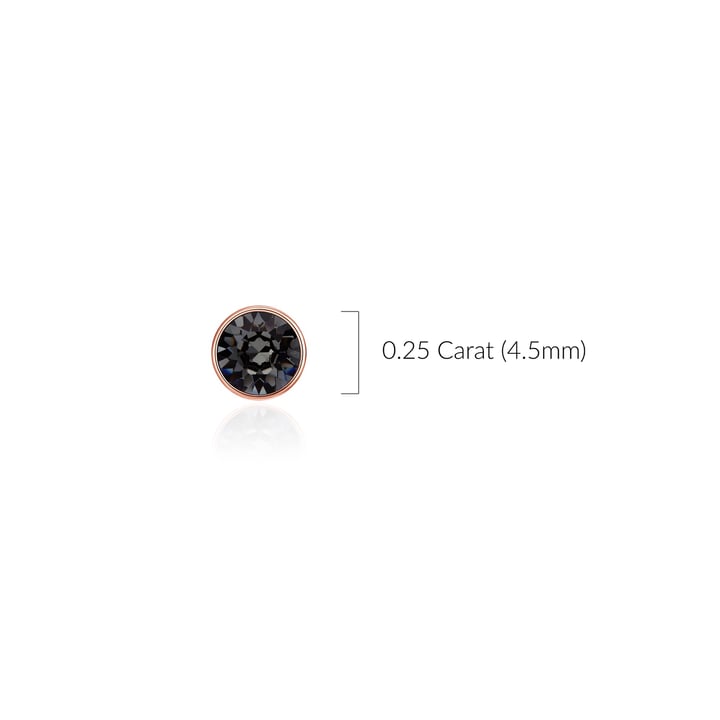 Signature Stud Earrings with 3 Sizes Crt Silver Night Swarovski Crystals Rose Gold Plated