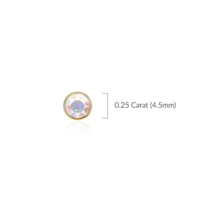 Signature Stud Earrings with 3 Sizes Carat Aurore Boreale Swarovski Crystals Gold Plated