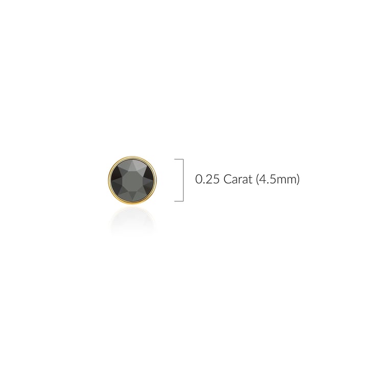 Signature Stud Earrings with 3 Sizes Carat Jet Hematite Swarovski Crystals Gold Plated
