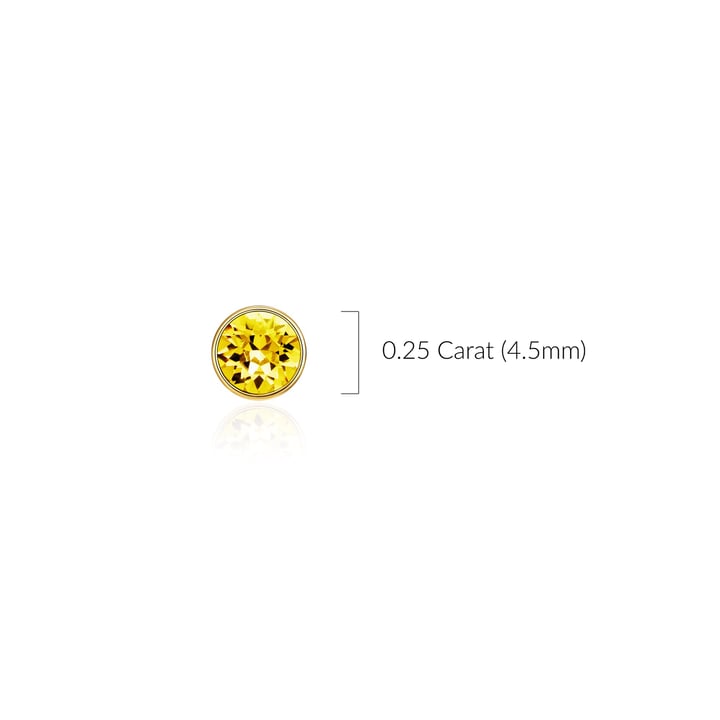 Signature Stud Earrings with 3 Sizes Carat Light Topaz Swarovski Crystals Gold Plated