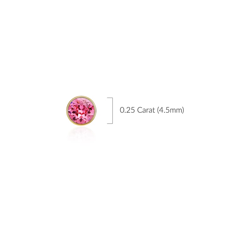 Signature Stud Earrings with 3 Sizes Carat Rose Swarovski Crystals Gold Plated