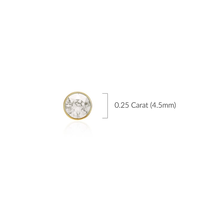 Signature Stud Earrings with 3 Sizes Carat Silver Shade Swarovski Crystals Gold Plated