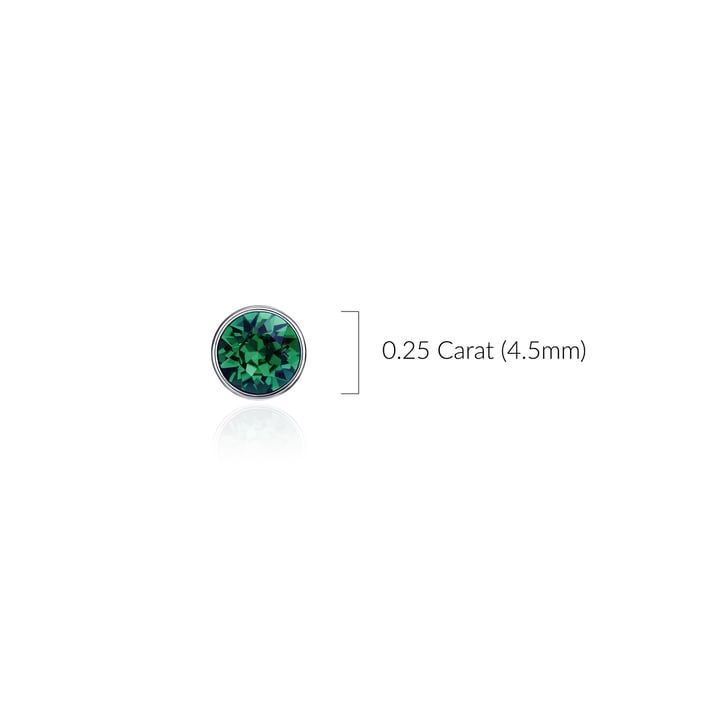 Signature Stud Earrings with 3 Sizes Carat Emerald Swarovski Crystals Rhodium Plated