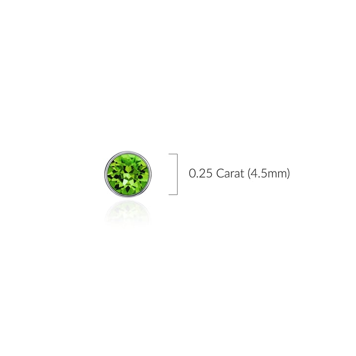 Signature Stud Earrings with 3 Sizes Carat Fern Green Swarovski Crystals Rhodium Plated
