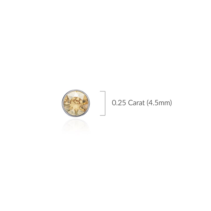 Signature Stud Earrings with 3 Sizes Crt Golden Shadow Swarovski Crystals Rhodium Plated
