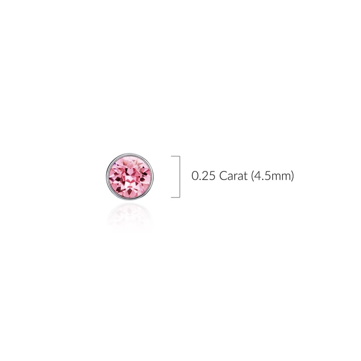 Signature Stud Earrings with 3 Sizes Carat Light Rose Swarovski Crystals Rhodium Plated