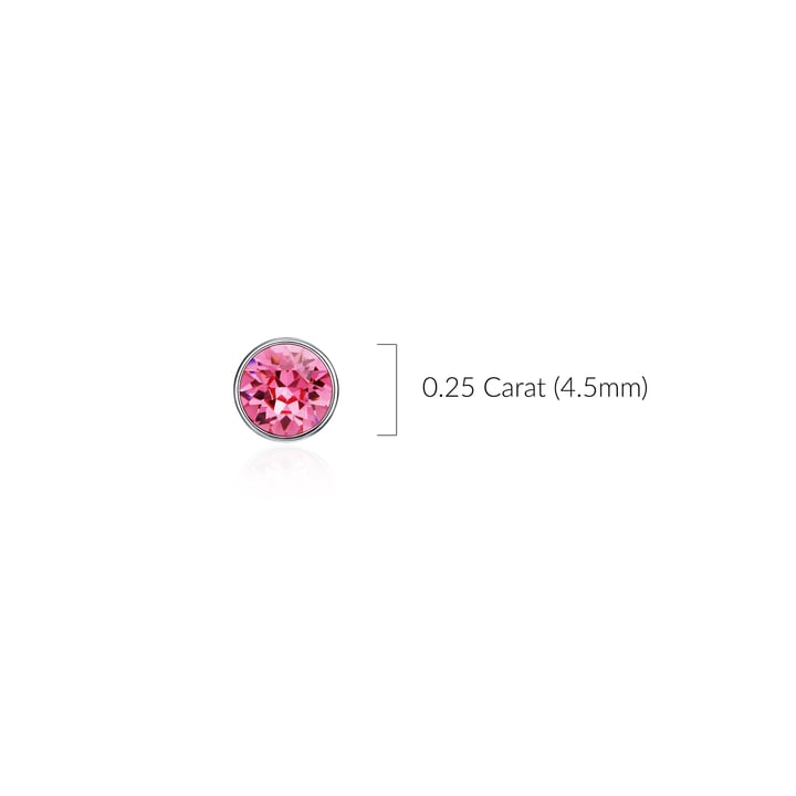 Signature Stud Earrings with 3 Sizes Carat Rose Swarovski Crystals Rhodium Plated