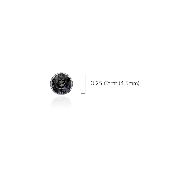 Signature Stud Earrings with 3 Sizes Carat Silver Night Swarovski Crystals Rhodium Plated