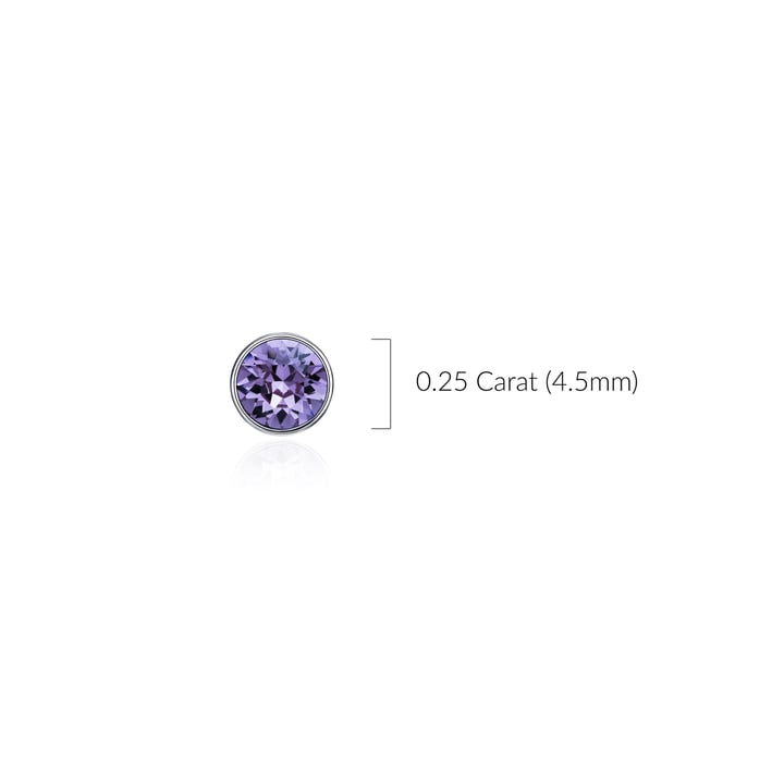 Signature Stud Earrings with 3 Sizes Carat Tanzanite Swarovski Crystals Rhodium Plated