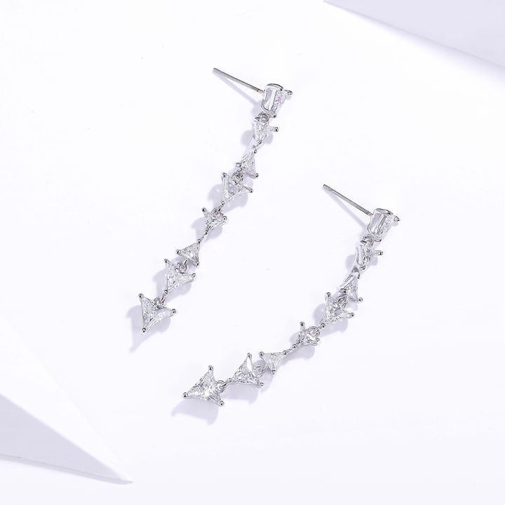 Triangle Clear Cubic Zirconia Drop Earrings