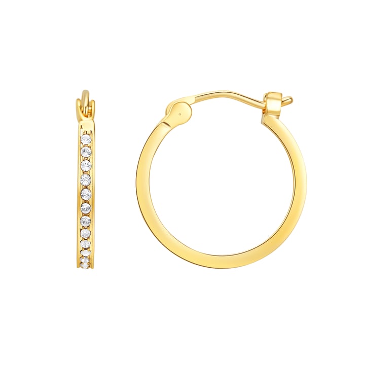Eternity Mix Carrier Hoop Earrings 18mm Clear Crystal Gold Plated