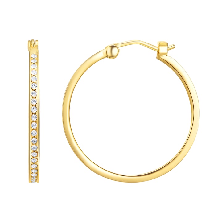 Eternity Mix Carrier Hoop Earrings 26mm Clear Crystal Gold Plated