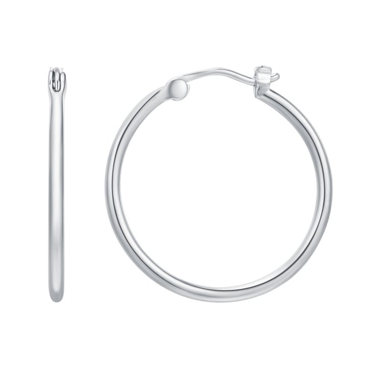 Minimal Mix Carrier Hoop Earrings 26mm Rhodium Plated