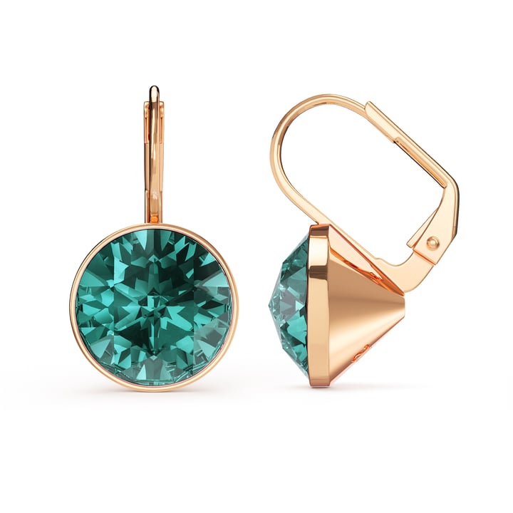 Bella Earrings 6 Carat Drop Earrings Blue Zircon Crystals Rose Gold Plated