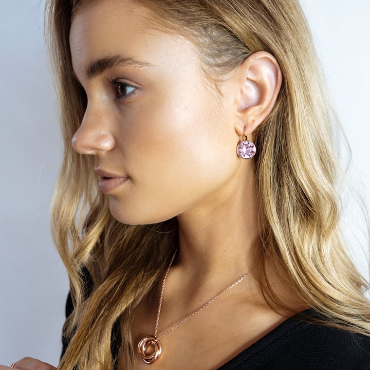 Bella Earrings 6 Carat Drop Earrings Light Rose Crystals Rose Gold Plated
