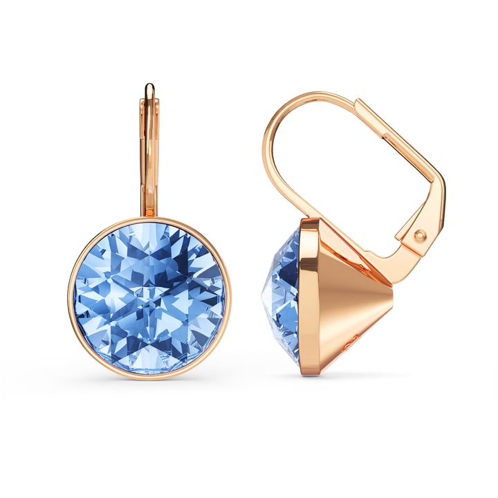 Bella Earrings 6 Carat Drop Earrings Light Sapphire Crystals Rose Gold Plated