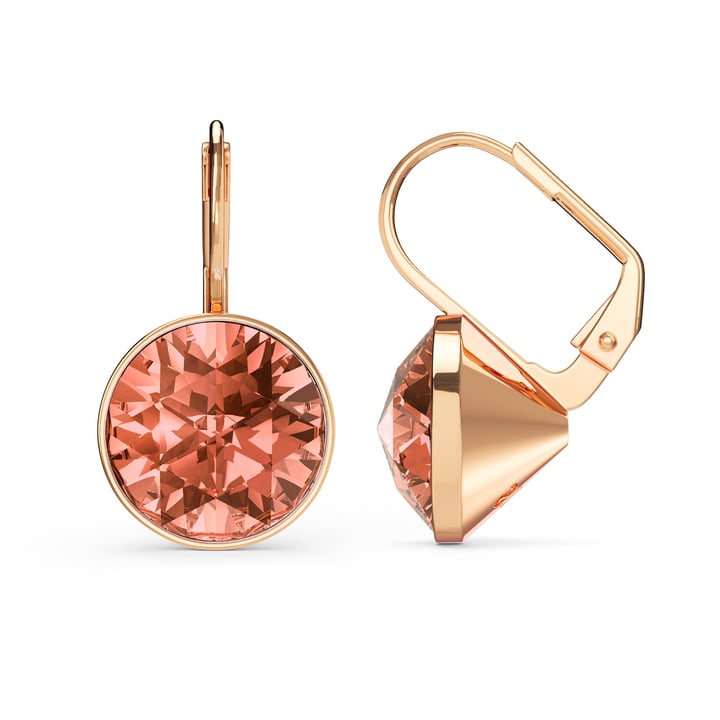 Bella Earrings 6 Carat Drop Earrings Rose Peach Crystals Rose Gold Plated