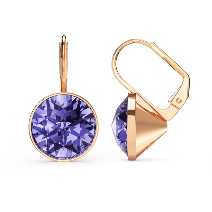 Bella Earrings 6 Carat Drop Earrings Tanzanite Crystals Rose Gold Plated