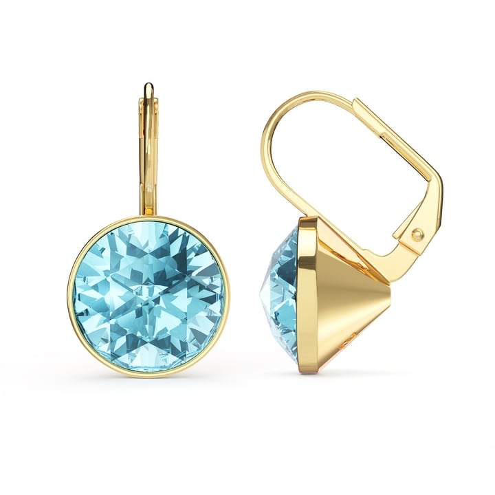 Bella Earrings 6 Carat Drop Earrings Aquamarine Crystals Gold Plated