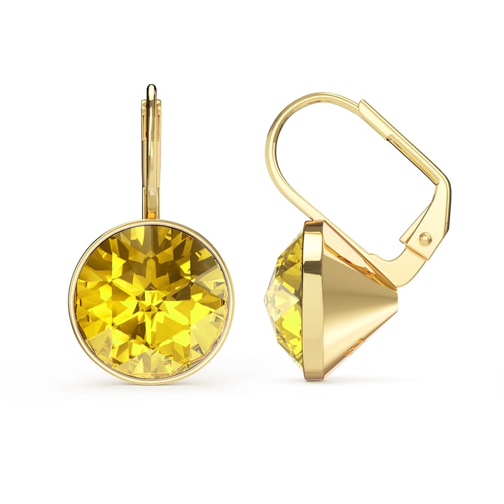 Bella Earrings 6 Carat Drop Earrings Light Topaz Crystals Gold Plated