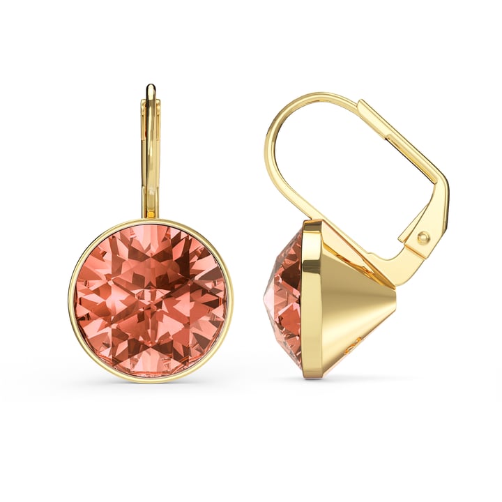 Bella Earrings 6 Carat Drop Earrings Rose Peach Crystals Gold Plated