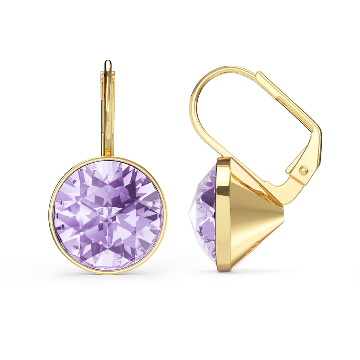 Bella Earrings 6 Carat Drop Earrings Violet Crystals Gold Plated