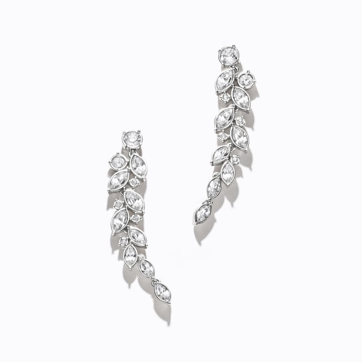 Paloma Drop Earrings with Clear Swarovski Crystals Rhodium Plated