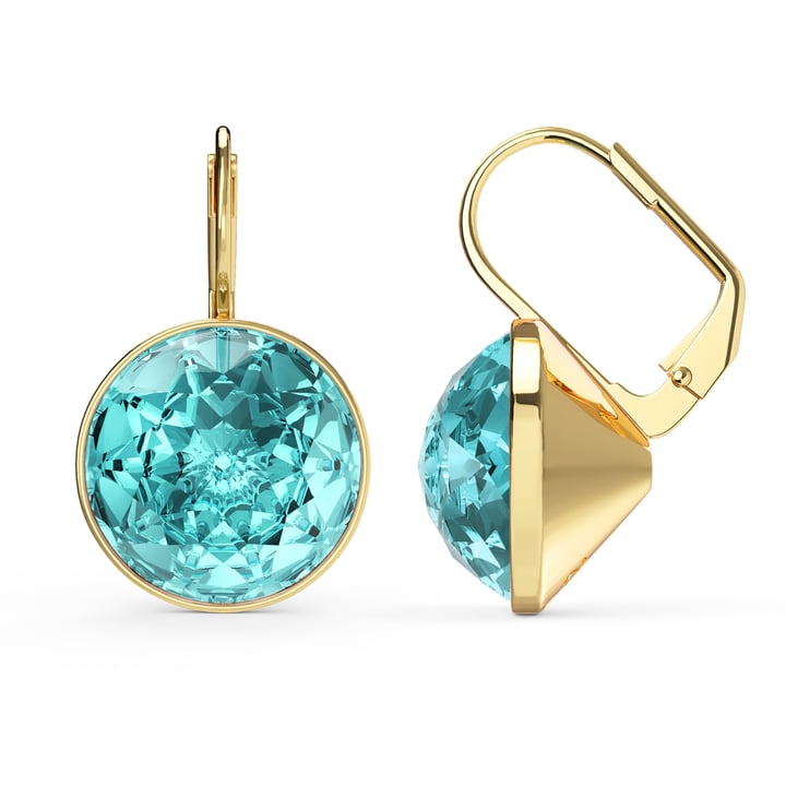 Bella Earrings 10 Carat Drop Earrings Light Turquoise Crystals Gold Plated