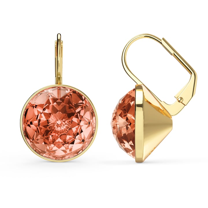 Bella Earrings 10 Carat Drop Earrings Rose Peach Crystals Gold Plated